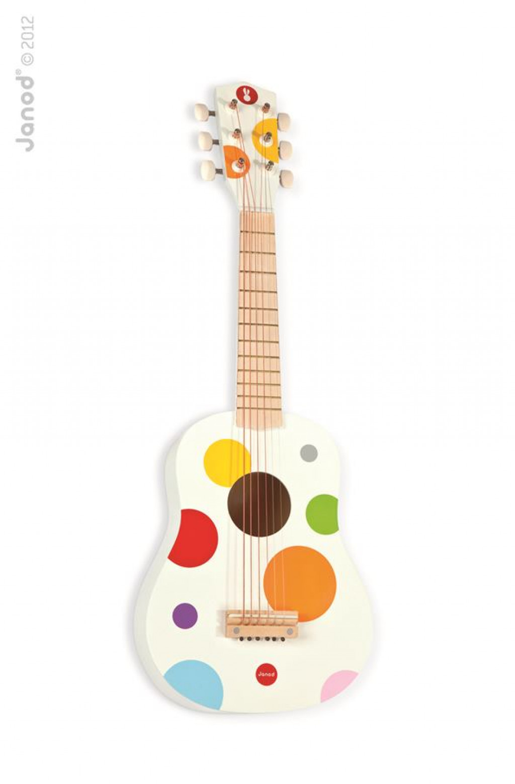 Janod Drevená prvá gitara pre deti Confetti s reálnym zvukom 6 strún od 3-8 rokov - Poškodený tovar č.2