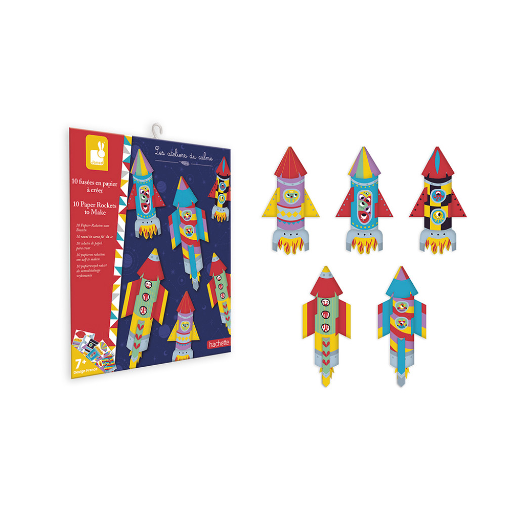 Janod Atelier Sada Mini Origami papierové skladačky Rakety od 7 rokov