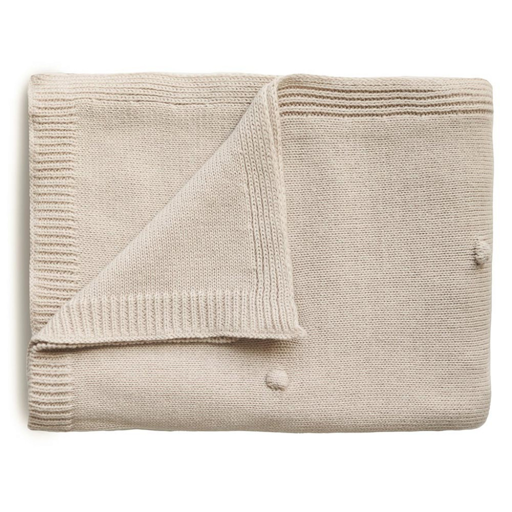 Mushie pletená detská deka z organickej bavlny (bodkovaná Off White)