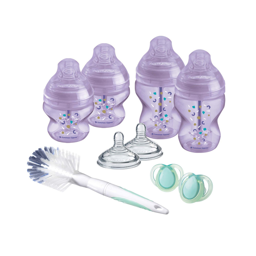 Tommee Tippee Set dojčenských fliaš advanced ANTI-COLIC, zmiešané veľkosti 9ks, Fialová