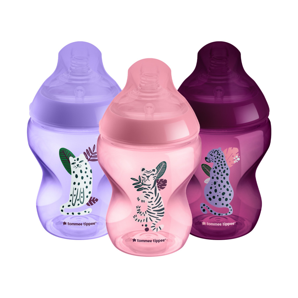 Tommee Tippee Dojčenská fľaša pomalý prietok, 260 ml, Jungle Picks, 3 ks