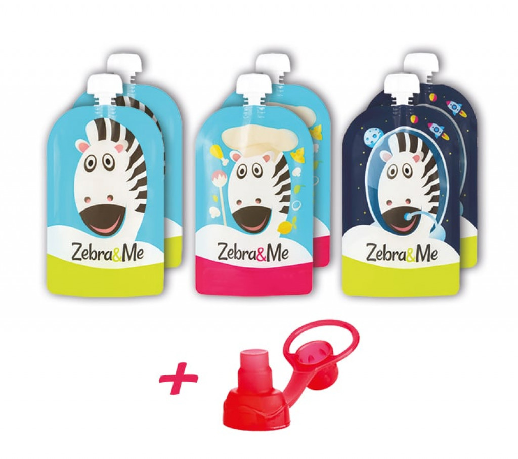 Zebra & Me Kapsičky na opakované použitie 6ks + náustok zadarmo (zebra + kozmonaut + kuchár)