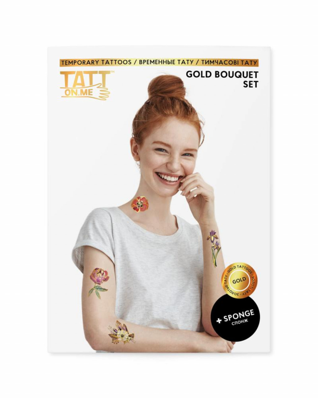 TATTonMe TATTonMe Metalické tetovačky pre ženy Kytice sada Gold