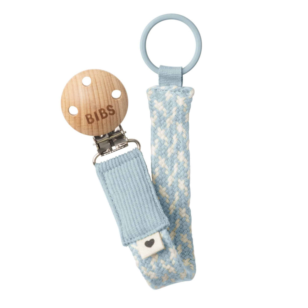 BIBS Paci Braid klip na cumlík (Baby Blue/Ivory)