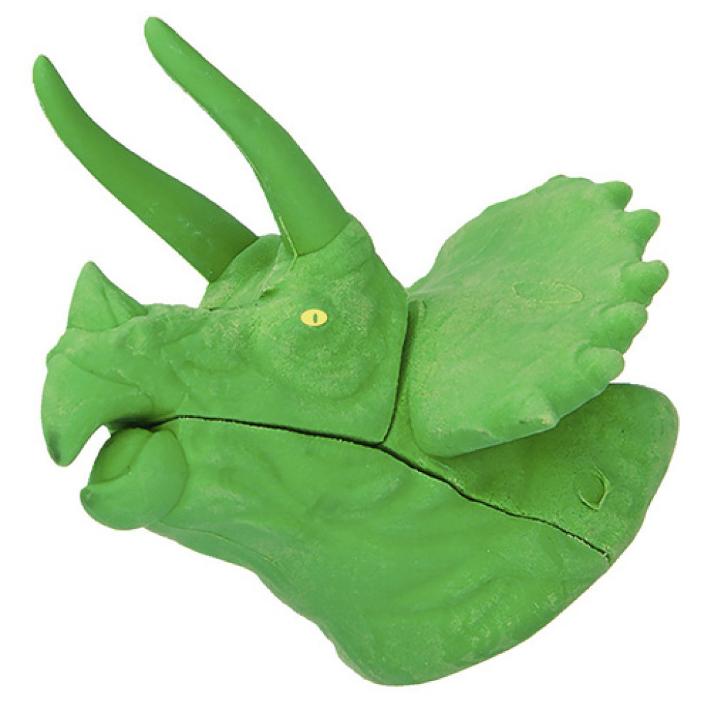 Dino World ASST Gumovacia guma - zelený Triceratops, 3D puzzle