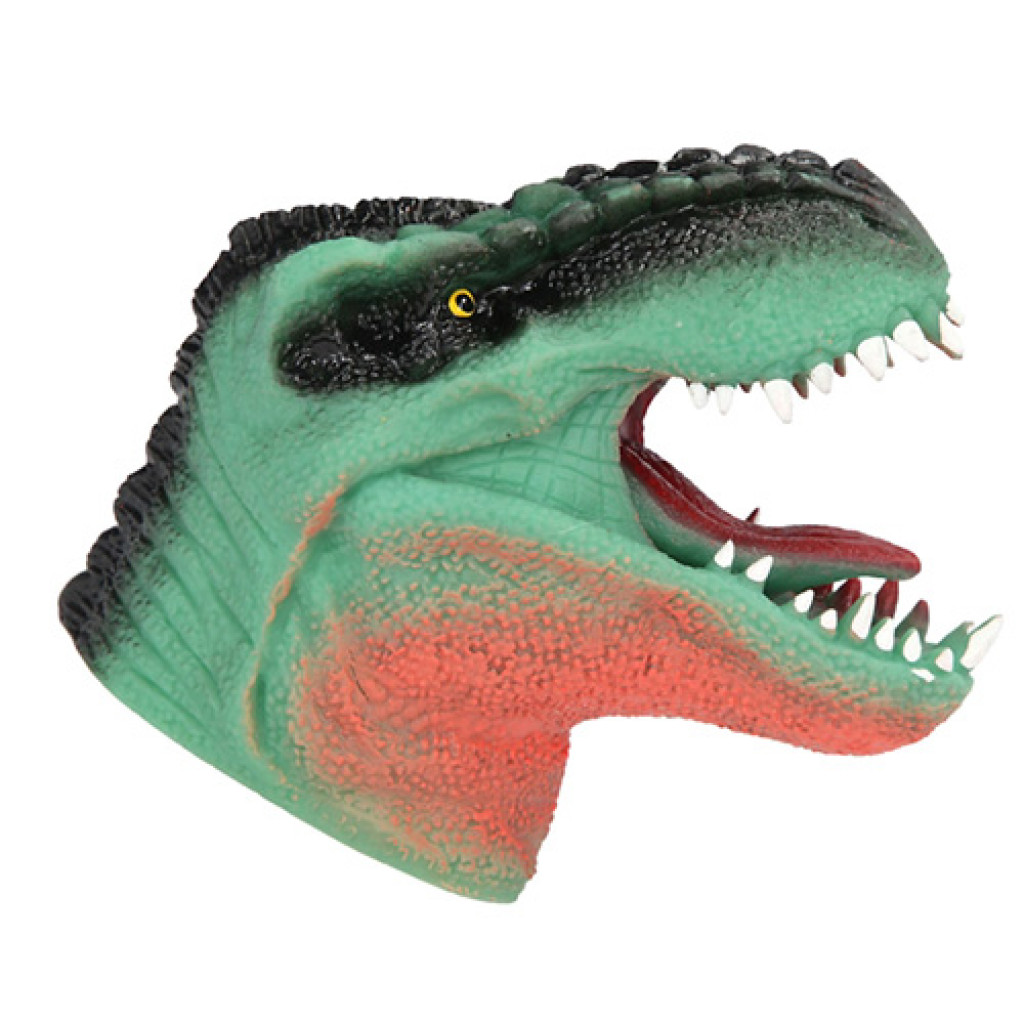 Dino World ASST Tyrannosaurus Rex na ruku, zeleno-hnedý, silikonový