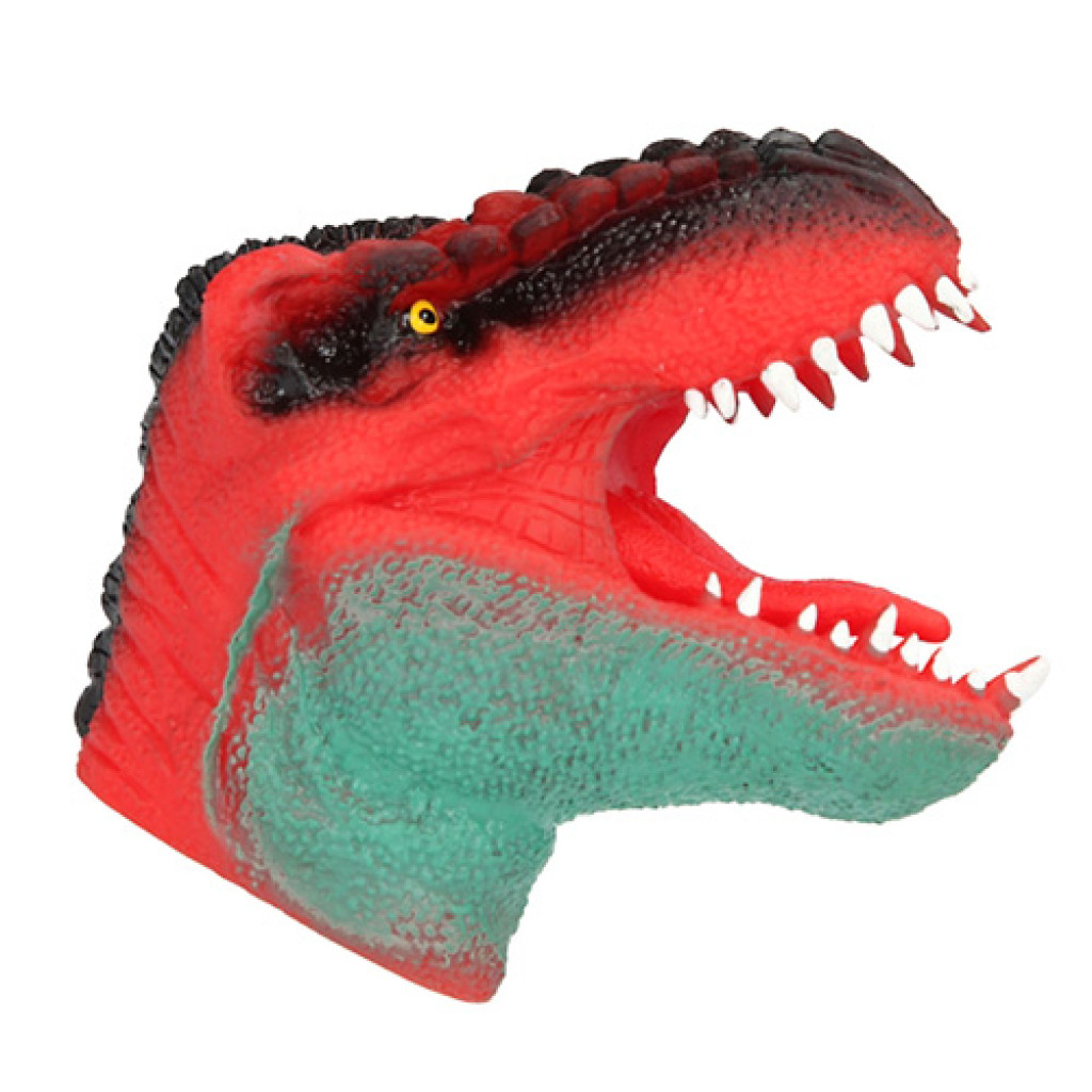 Dino World ASST Tyrannosaurus Rex na ruku, červeno - zelený, silikónový
