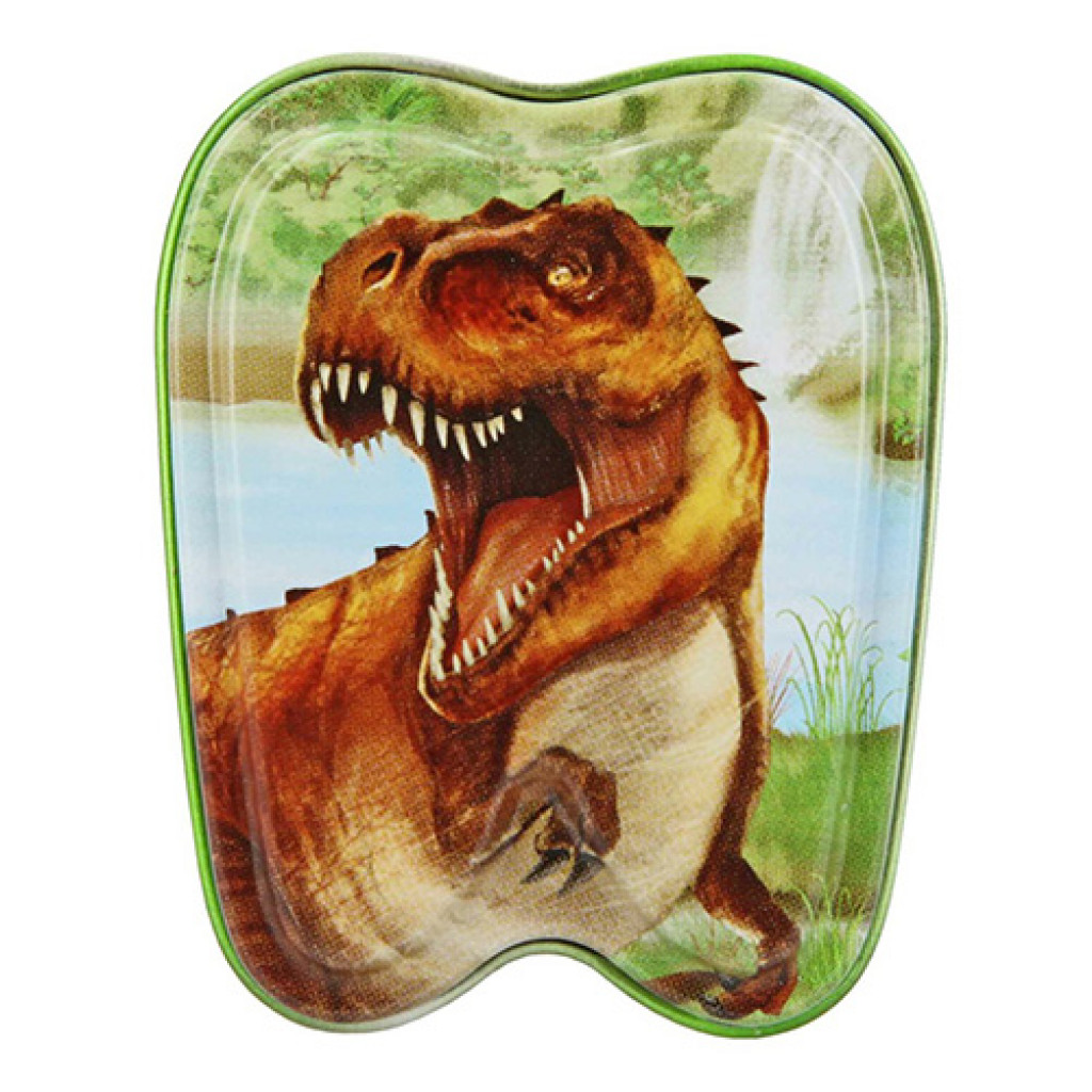 Dino World ASST Plechová krabičk T-Rex, zelená