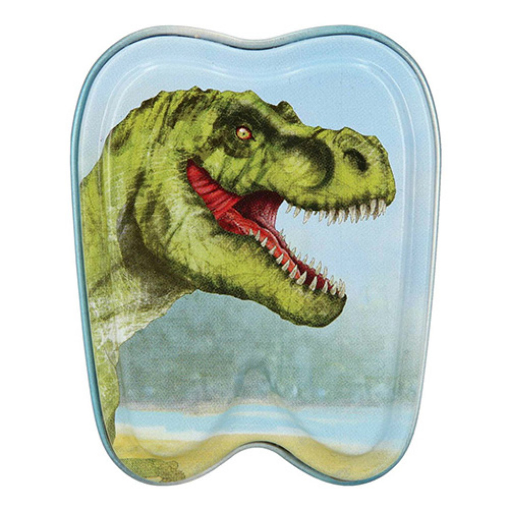 Dino World ASST Plechová krabička T-Rex, modrá