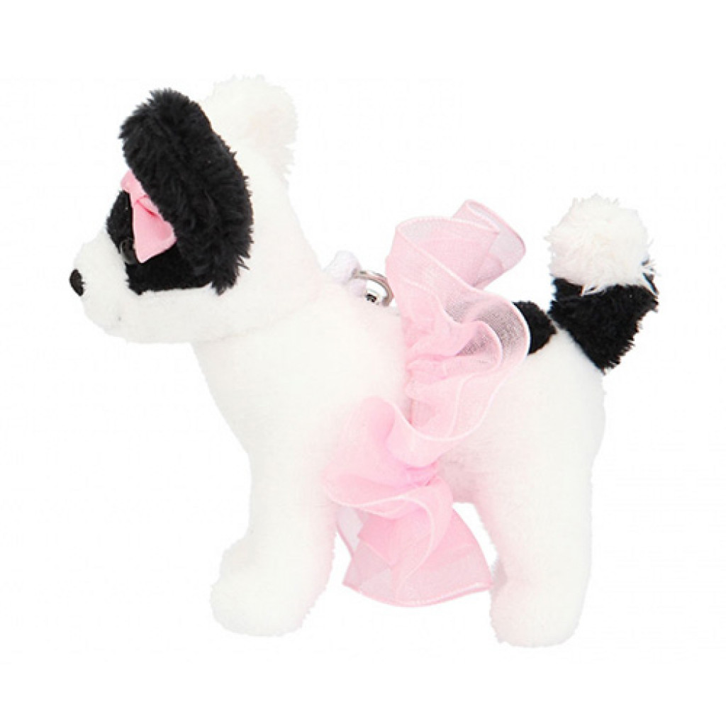 Miss Melody ASST Plyšový prívesok - bielo-čierny psík, ružová sukňa