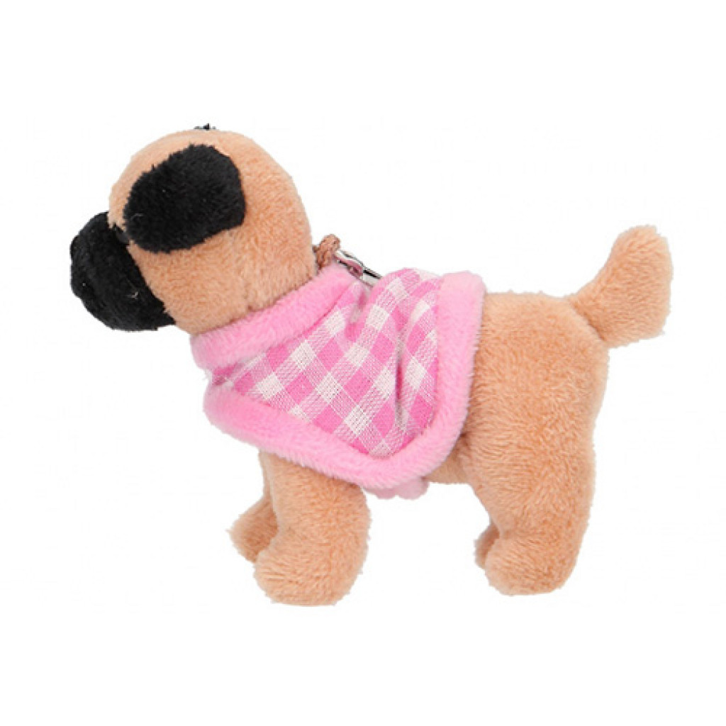 Miss Melody ASST Plyšový prívesok - hnedý psík, ružový oblečok