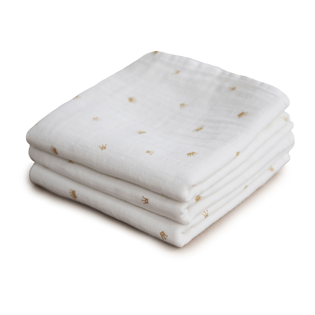 Mushie mušelínové plienky z organickej bavlny 3ks (Crowns)