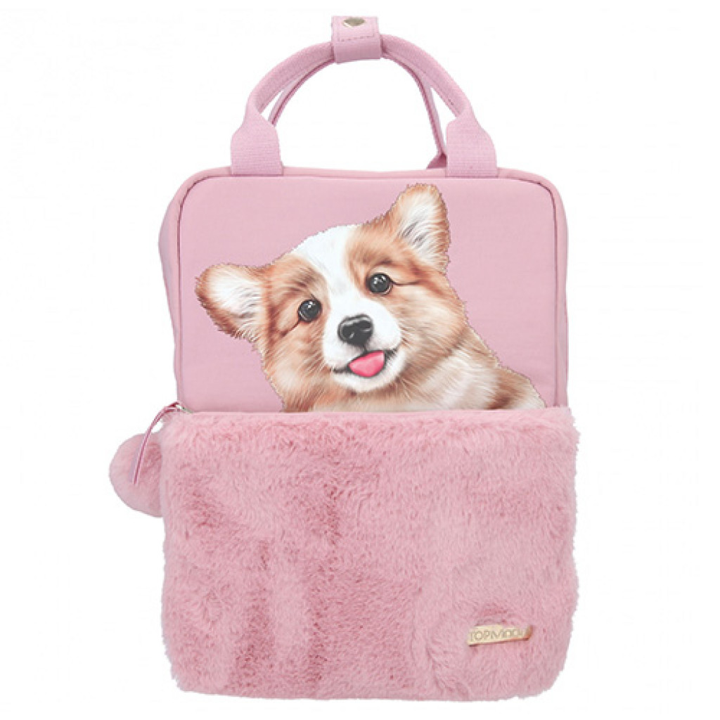 Top Model Batôžko-taška - staroružová, s corgim
