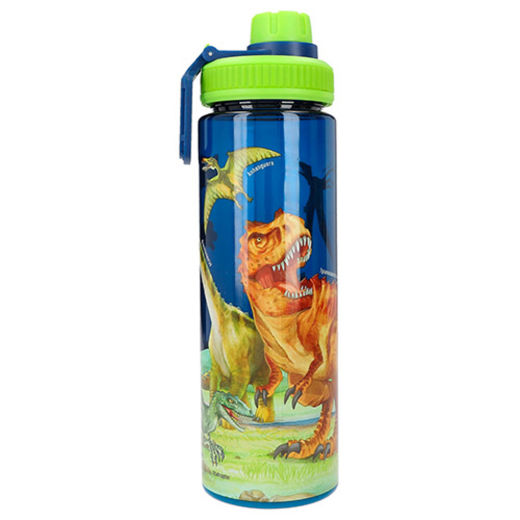 Dino World Väčšia cestovná fľaša na pitie - modro-zelená s dinosaurami