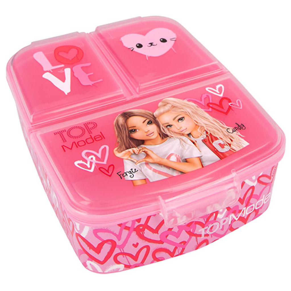 Top Model Olovrantový box, ružový, so vzorom sŕdc, Fergie + Candy, 3 oddelené priehradky