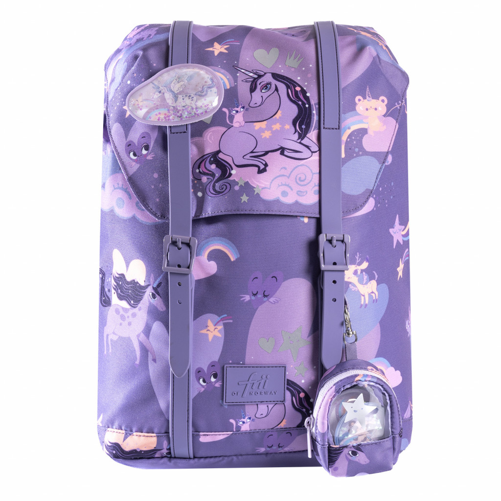 Frii of Norway Ergonomická školská taška 22L Retro Unicorn Purple