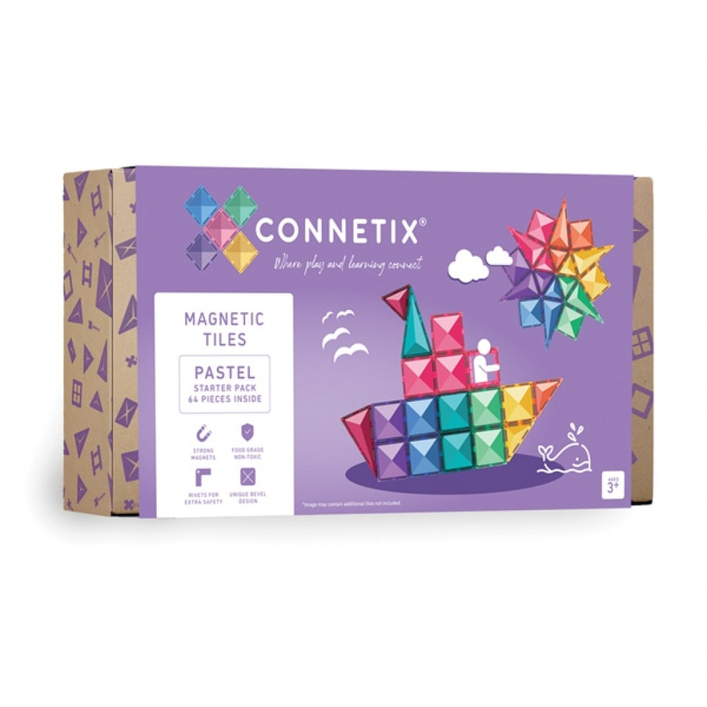 Connetix Magnetická stavebnica - Pastel Starter Pack 64 ks