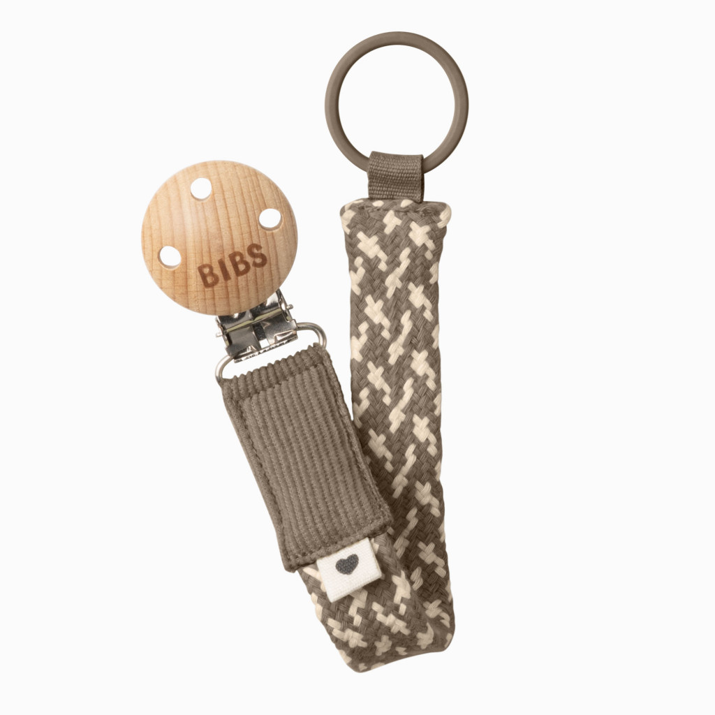 BIBS Paci Braid klip na cumlík (Dark Oak / Vanilla)