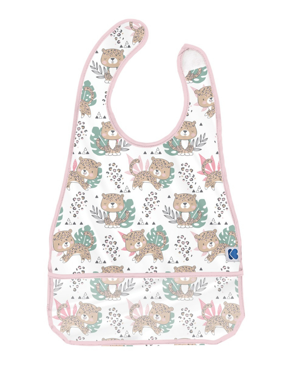 KikkaBoo Podbradník plastový s vreckom Savanna Pattern Pink