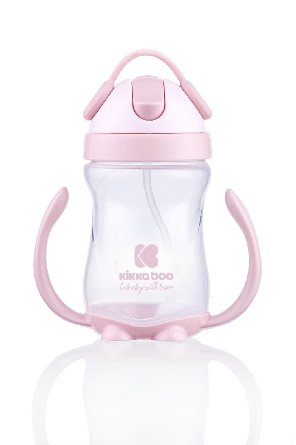 KikkaBoo Hrnček so silikónovou slamkou 300ml 12m+ Pink