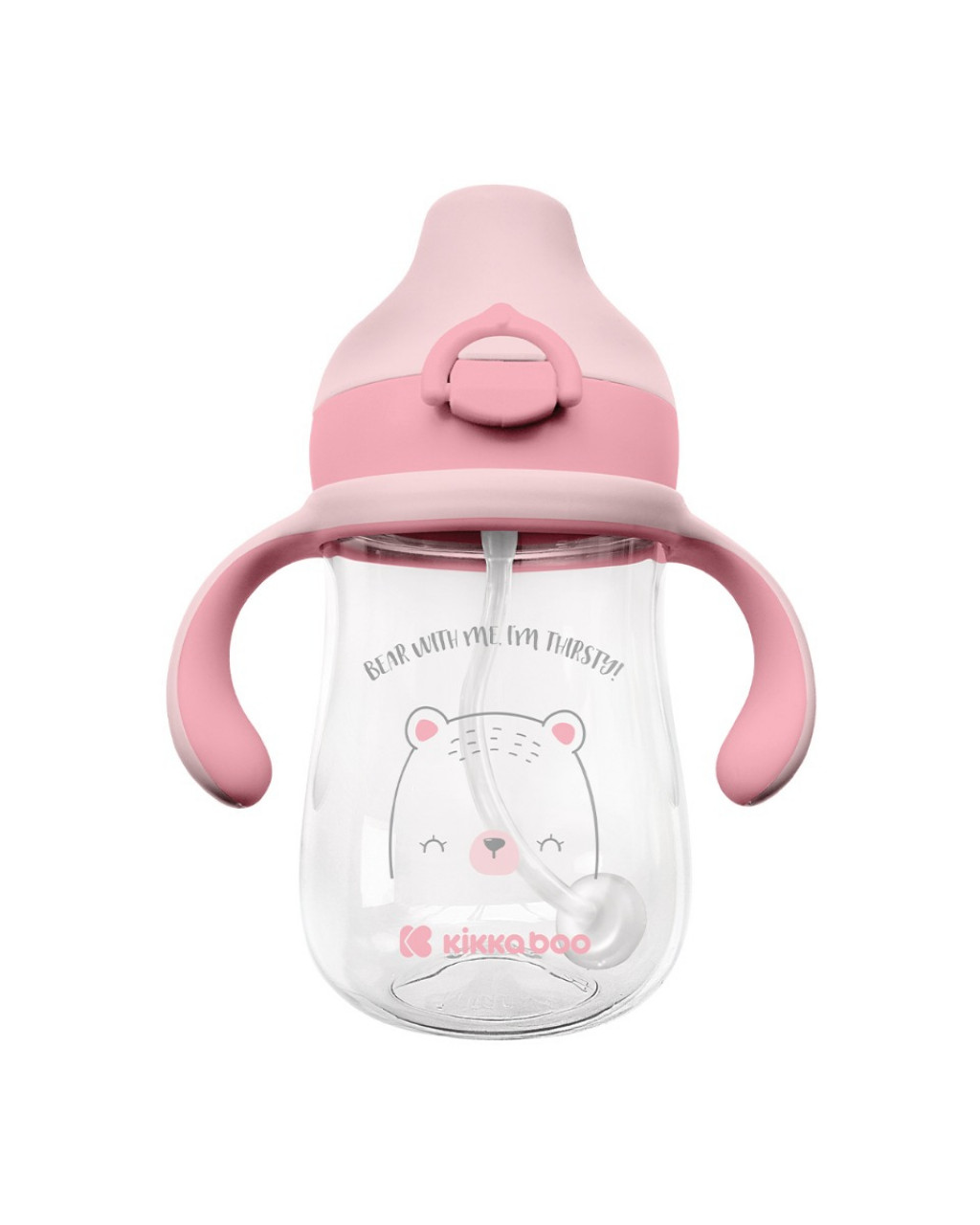 KikkaBoo Hrnček so silikónovým náustkom 300ml 6m+ Bear with me Pink