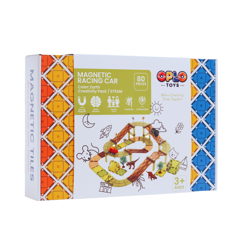 Oplo Magnetická závodná dráha Oplo Toys - DINO 80 KS 