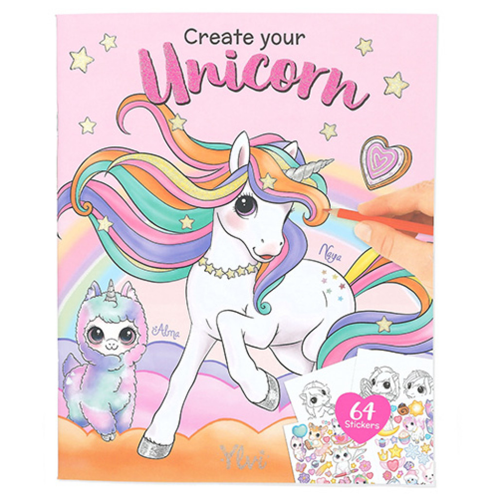 Ylvi Omalovánka | Create your Unicorn, Naya + Alma, 64 samolepiek