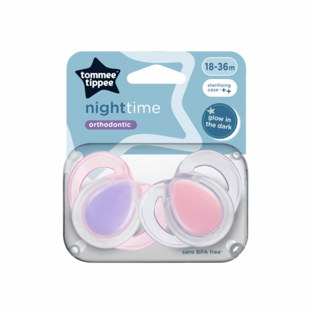 Tommee Tippee Cumlík silikón Night, 18-36m, 2ks