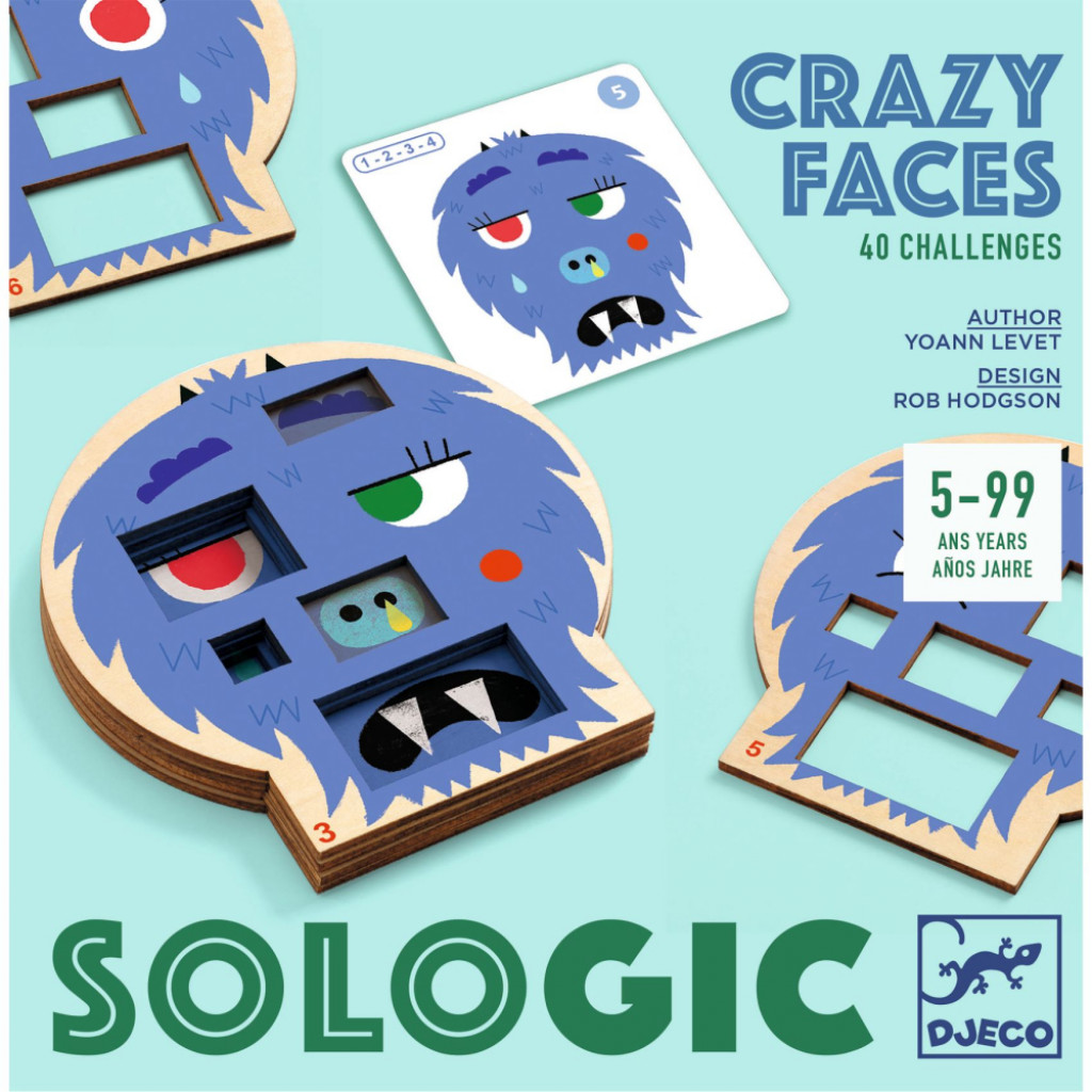 DJECO Bláznivé tváre: stolová logická hra pre 1 hráča