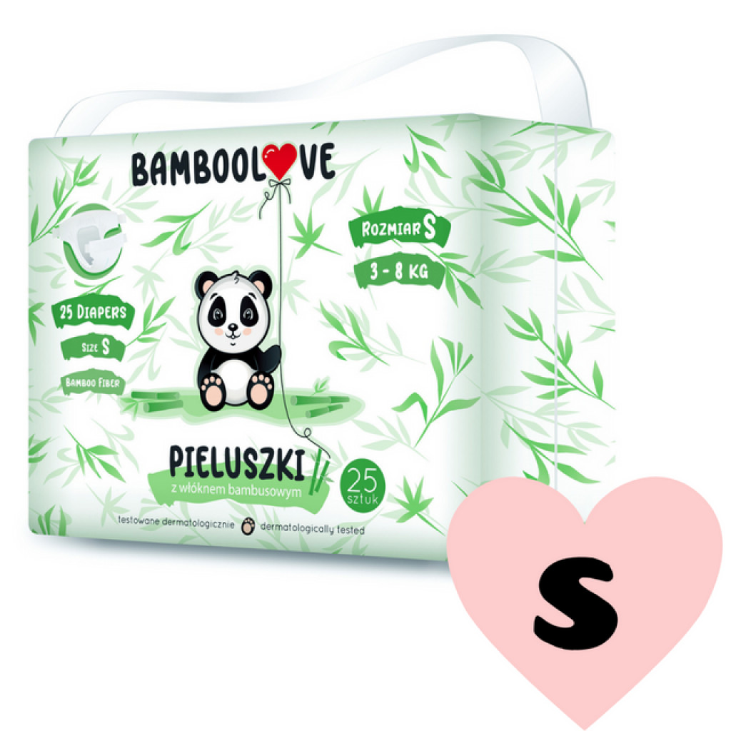 Bamboolove Plienky jednorazové bambus veľ. S 3-8 kg 25 ks