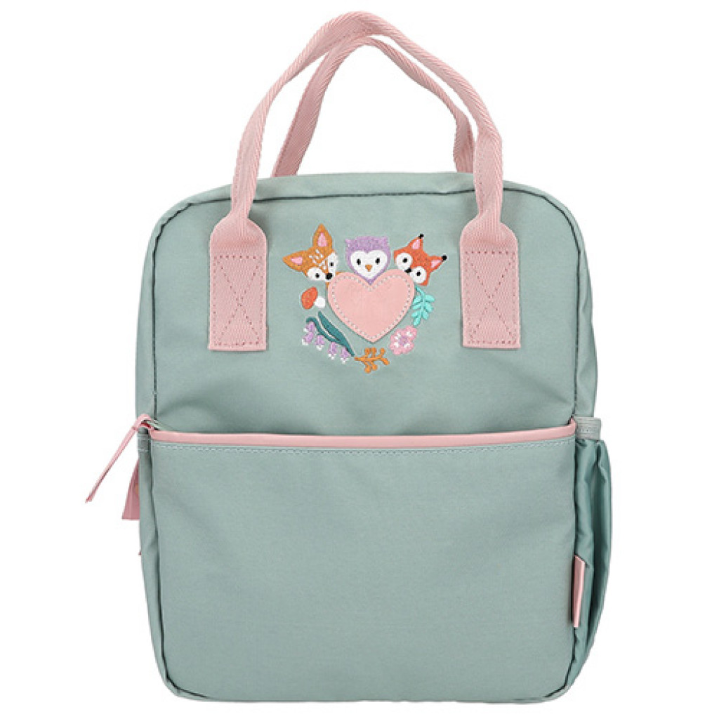 Princess Mimi Detský batôžtek - Zeleno-ružový, so zvieratkami
