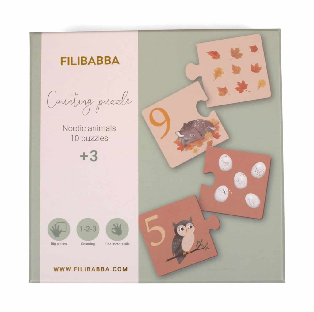 Filibabba Detské puzzle s číslami – severské zvieratká