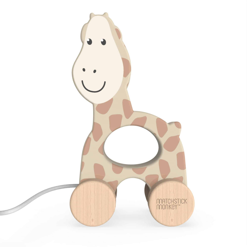 Matchstick Monkey Drevená ťahacia hračka žirafa