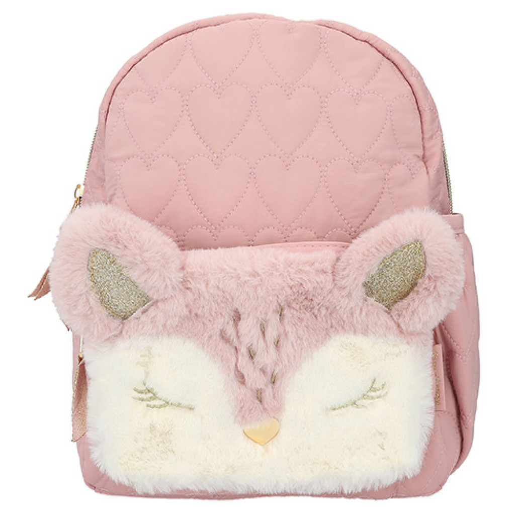 Princess Mimi Prešívaný batôžtek - Ružový, s plyšovou spiacou líškou