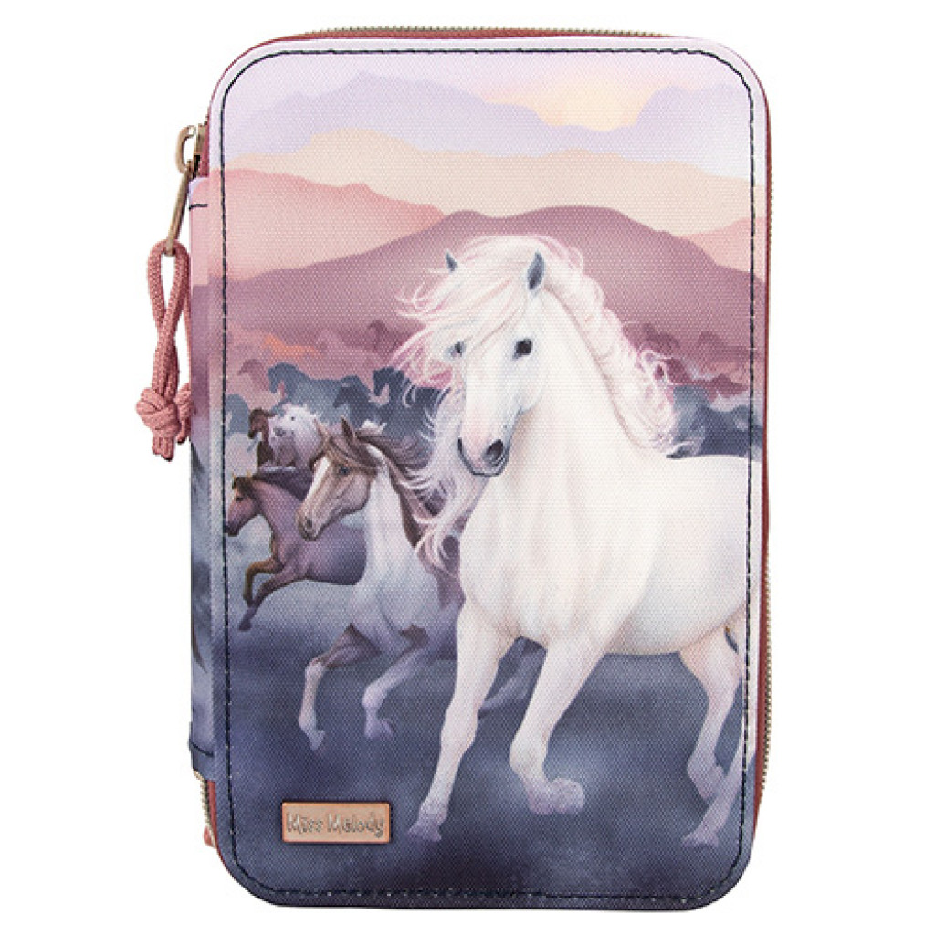 Miss Melody Peračník 3 poschodia s výbavou a motívmi koní - Modro-vínový