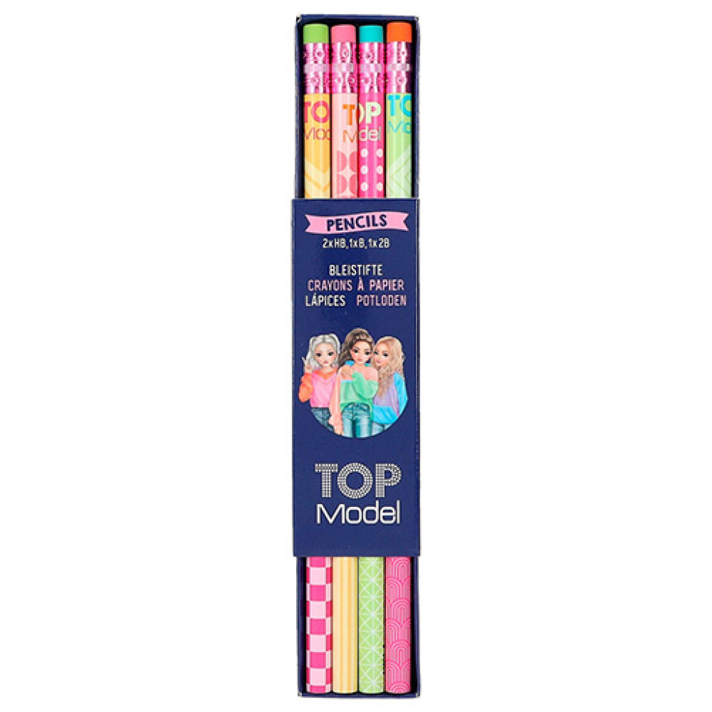 Top Model Súprava štyroch ceruziek s gumou, 4 ceruzky 