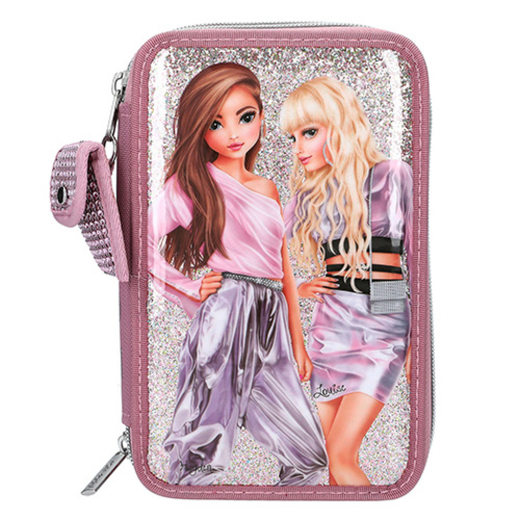 Top Model Peračník 3 poschodia s výbavou a príveskom s kamienkami - Ružový, Hayden + Louise