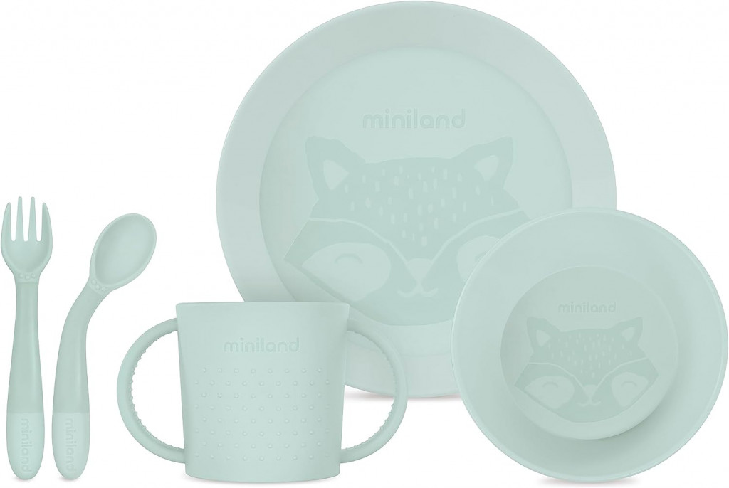 Miniland Jedálenská sada okrúhla 5-dielna Mint