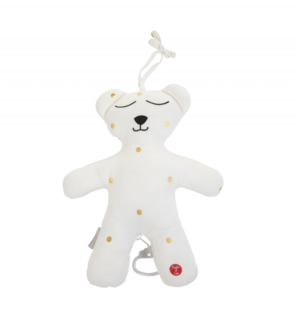 Childhome Medvedík s hudobným boxom Jersey Gold Dots