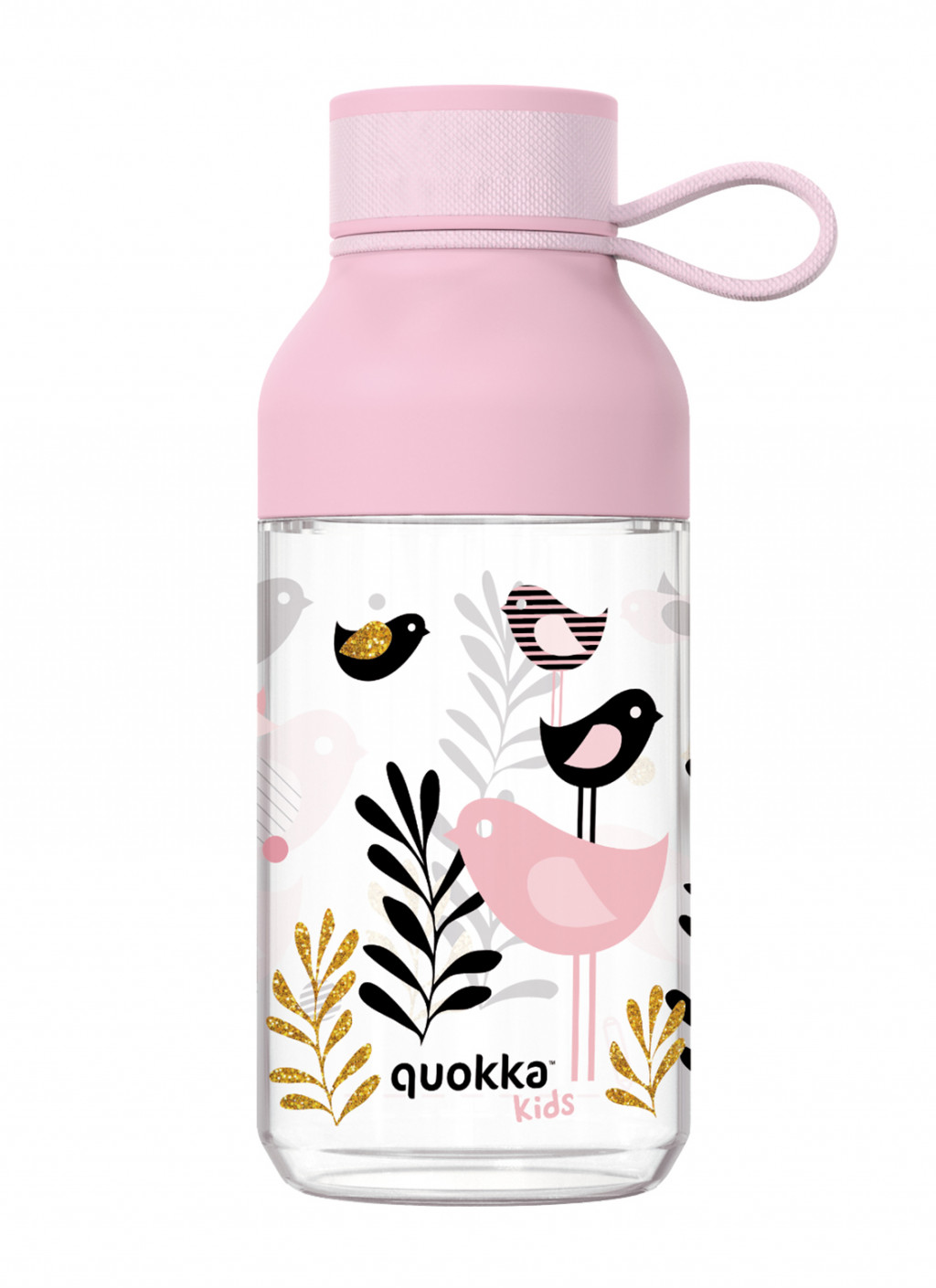 Quokka Plastová fľaša Ice Kids s pútkom Birds 430 ml