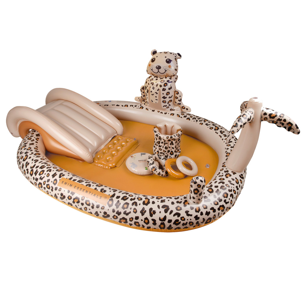 Swim Essentials Nafukovací bazén so šmykľavkou Leopard béžový 210 cm