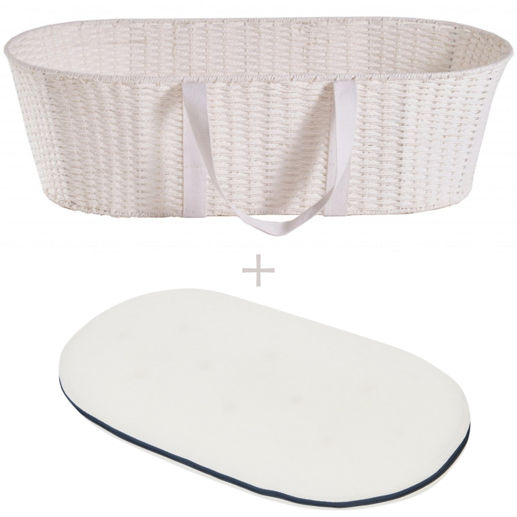 Ahojbaby Mojžišov košík pre bábätko Paper Dream white + matrac Airdream