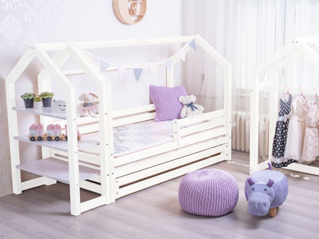 Elis design Domčeková posteľ Premium so šuplíkom biela rozmer lôžka: 100 x 190 cm, šuplík, nožičky: s nožičkami a so šuplíkom, zábrany: obe
