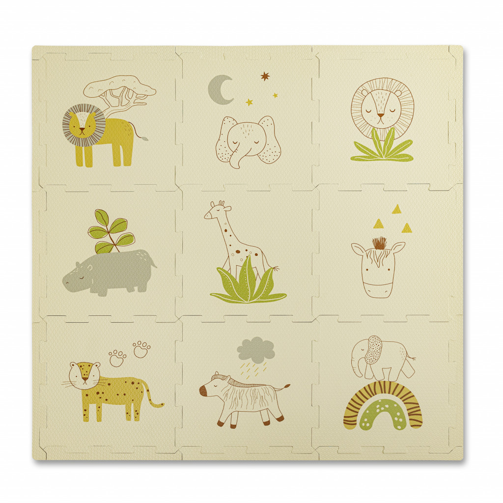 Hakuna Matte Hracia podložka Puzzle Safari Zvieratká 0.9 x 0.9 m