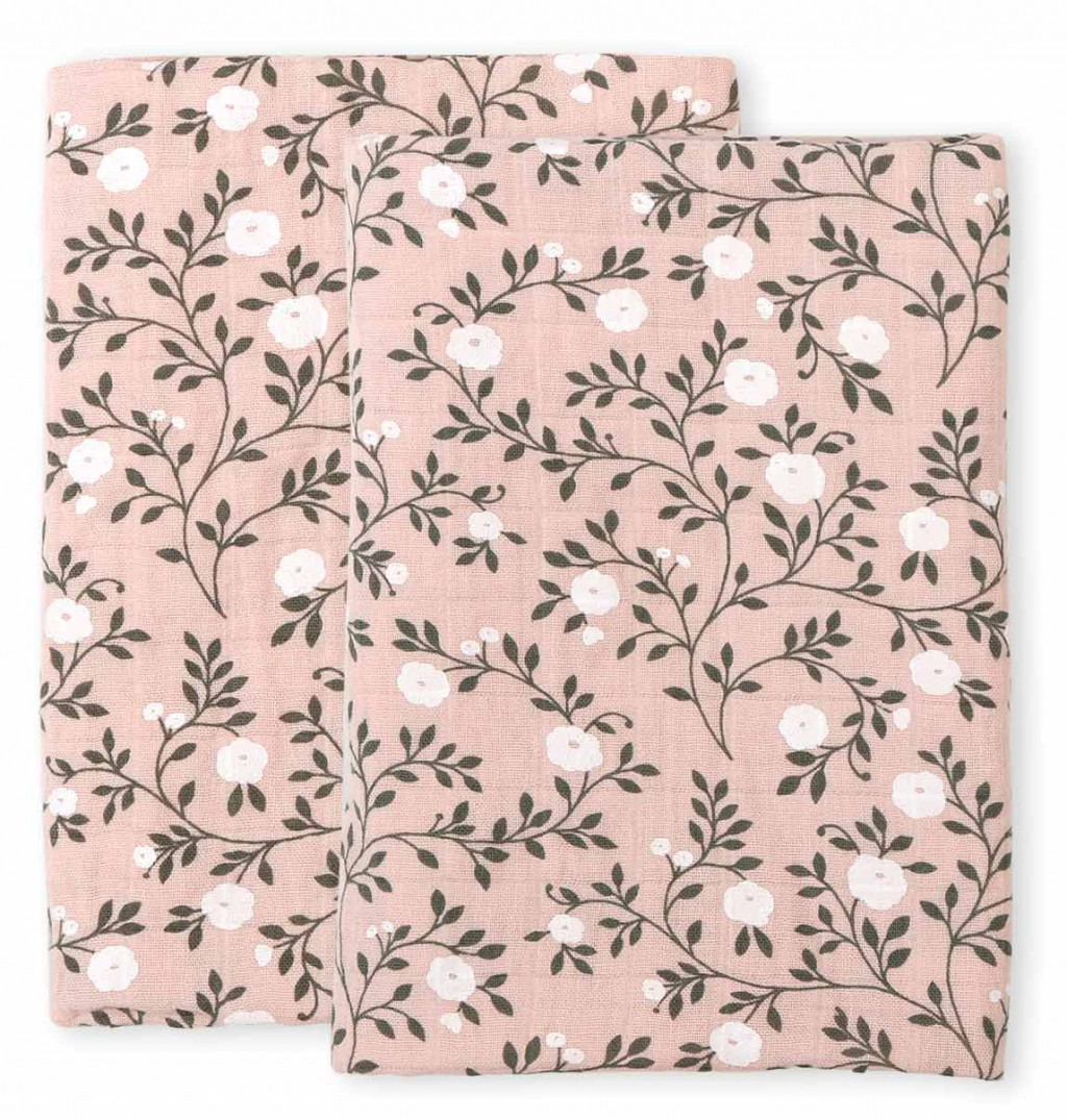 A Little Lovely Company Mušelínové plienky, blossom - dusty pink - 2 ks