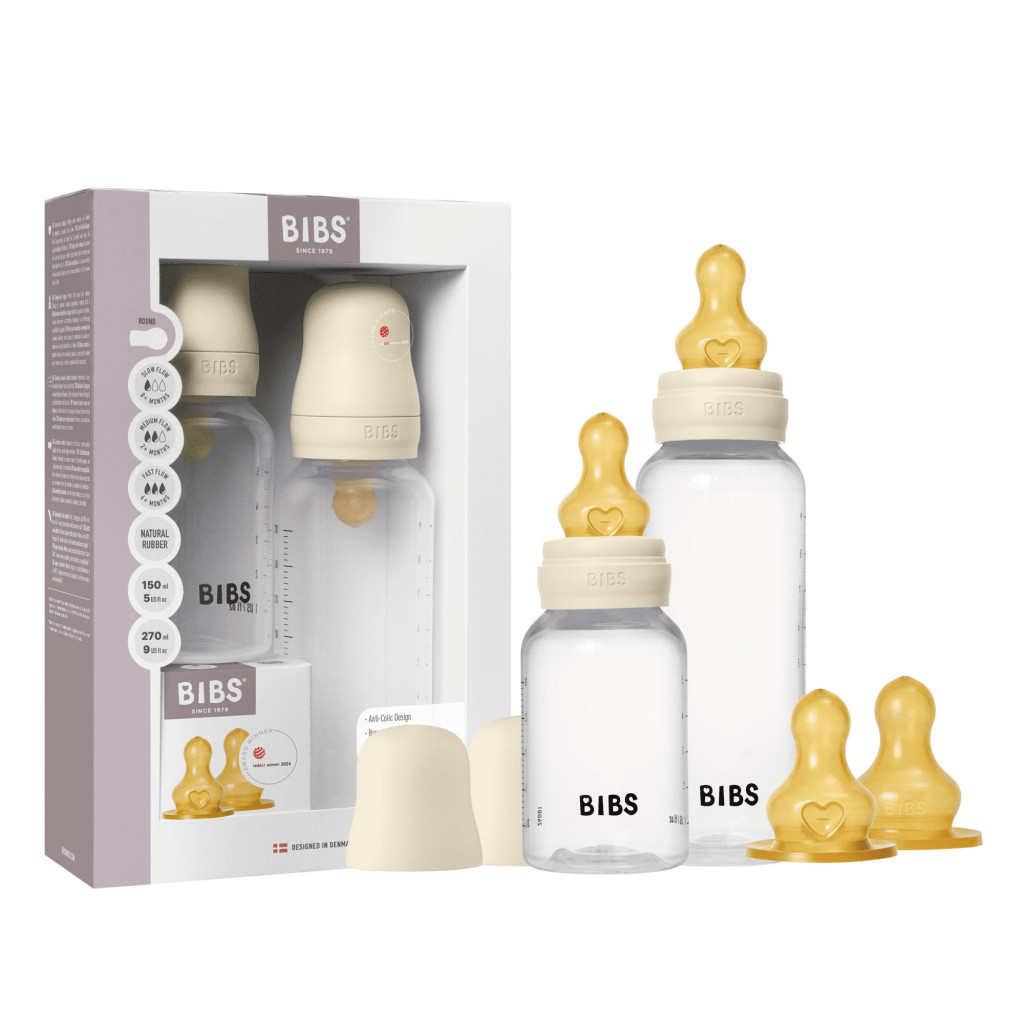 BIBS BIBS set antikolikových dojčenských fliaš s kaučukovým cumlíkom (Ivory)