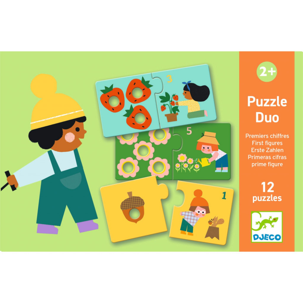 DJECO Puzzle Duo: Prvé čísla a počítanie (12 ks po 2 dieliky)