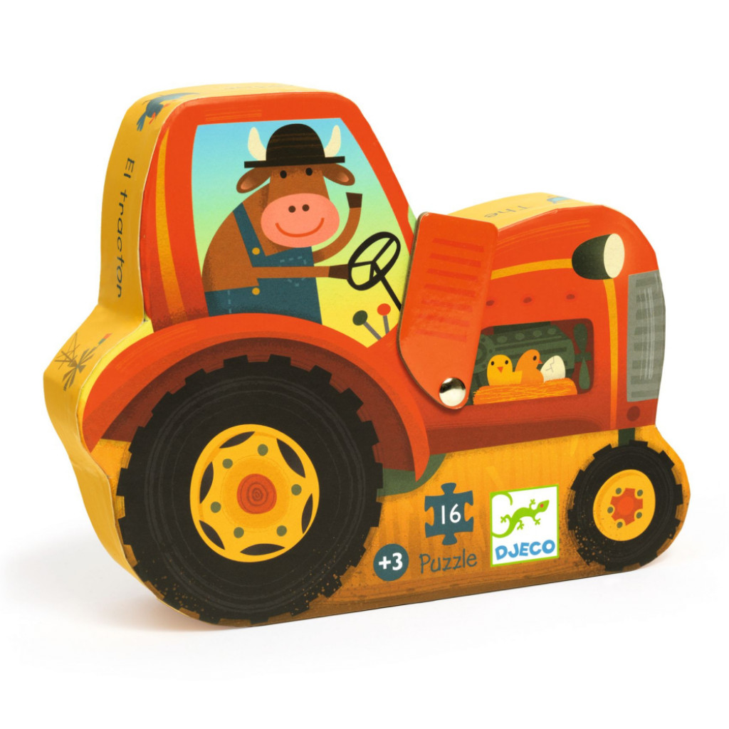 DJECO Siluetové puzzle: Traktor, 16 dielov