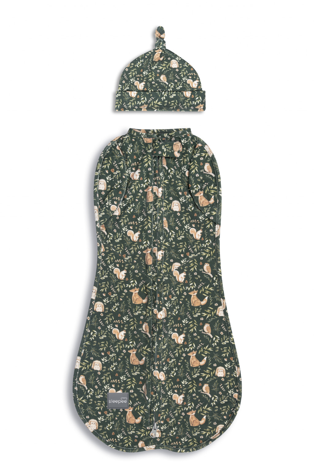 Sleepee Zavinovačka Sleepee Second Step Swaddle s čepičkou zdarma Green Forest