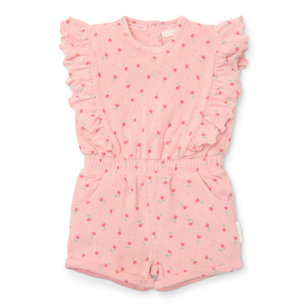 Little Dutch Overal letný Sunny Flowers Blush Pink veľ. 74/80